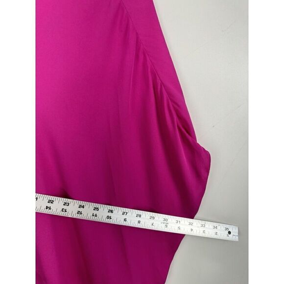 Diane von Furstenberg Small Hanky Crepe Silk Boxy Oversized Blouse Berry - Picture 7 of 7